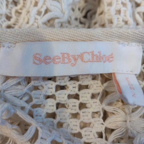 NWOT RARE See by Chloe Crochet Pullover Sweater in Cream/White Size 34 - Picture 7 of 17